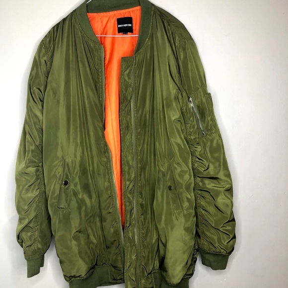 Olive Long Bomber Jacket - Picture 1 of 1